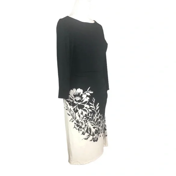 Women’s Lauren Ralph Lauren Black Cocktail Dress White Border Print. - Picture 3 of 7